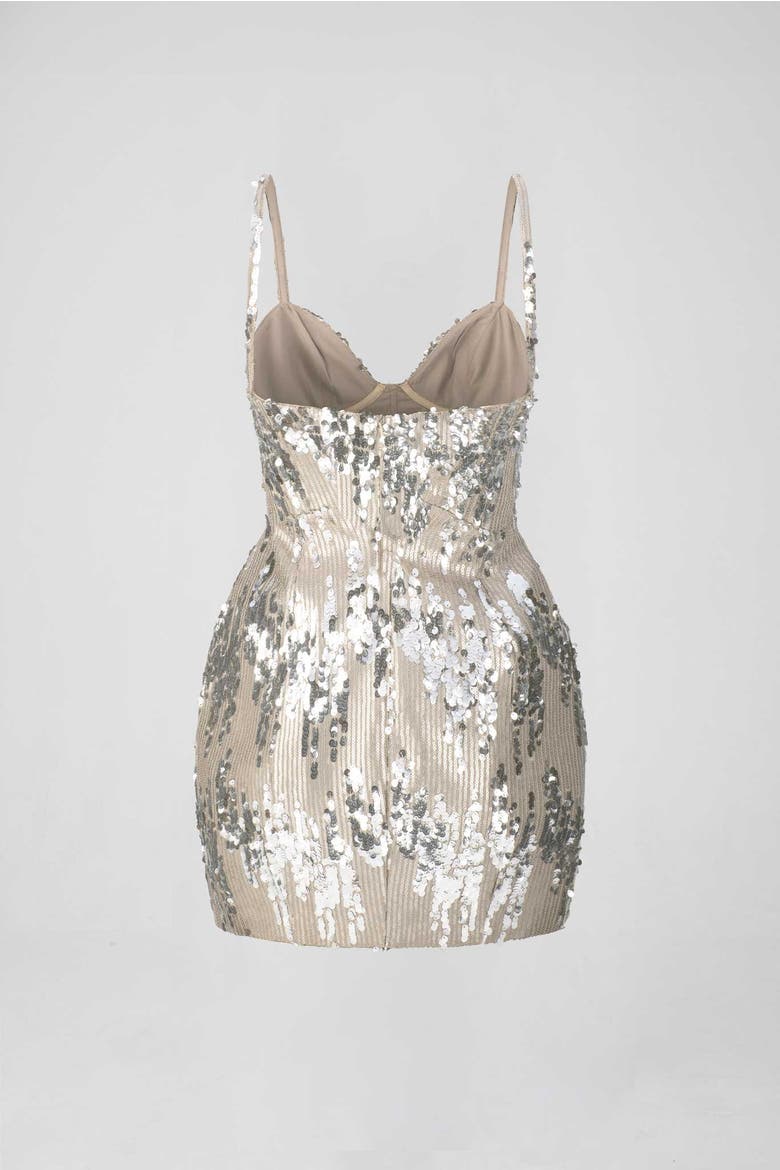 Vera Mini Dress, Alternate, color, Nude/Gunmetal