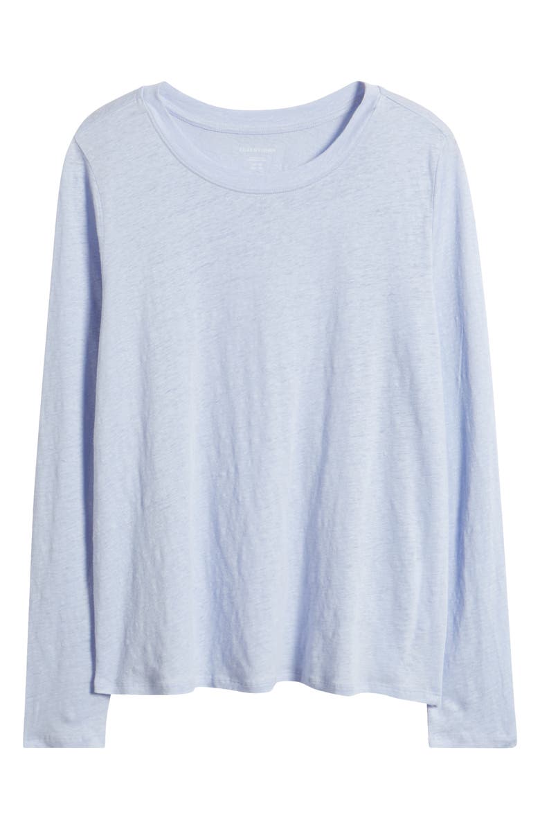 Eileen Fisher Organic Linen Long Sleeve T-Shirt, Alternate, color, Airy Blue