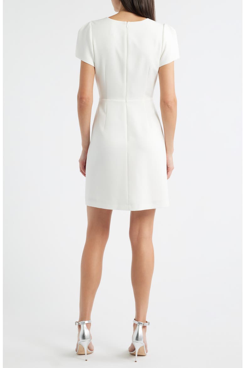 Rhinestone Bow Detail Satin Dress, Alternate, color, ECRU
