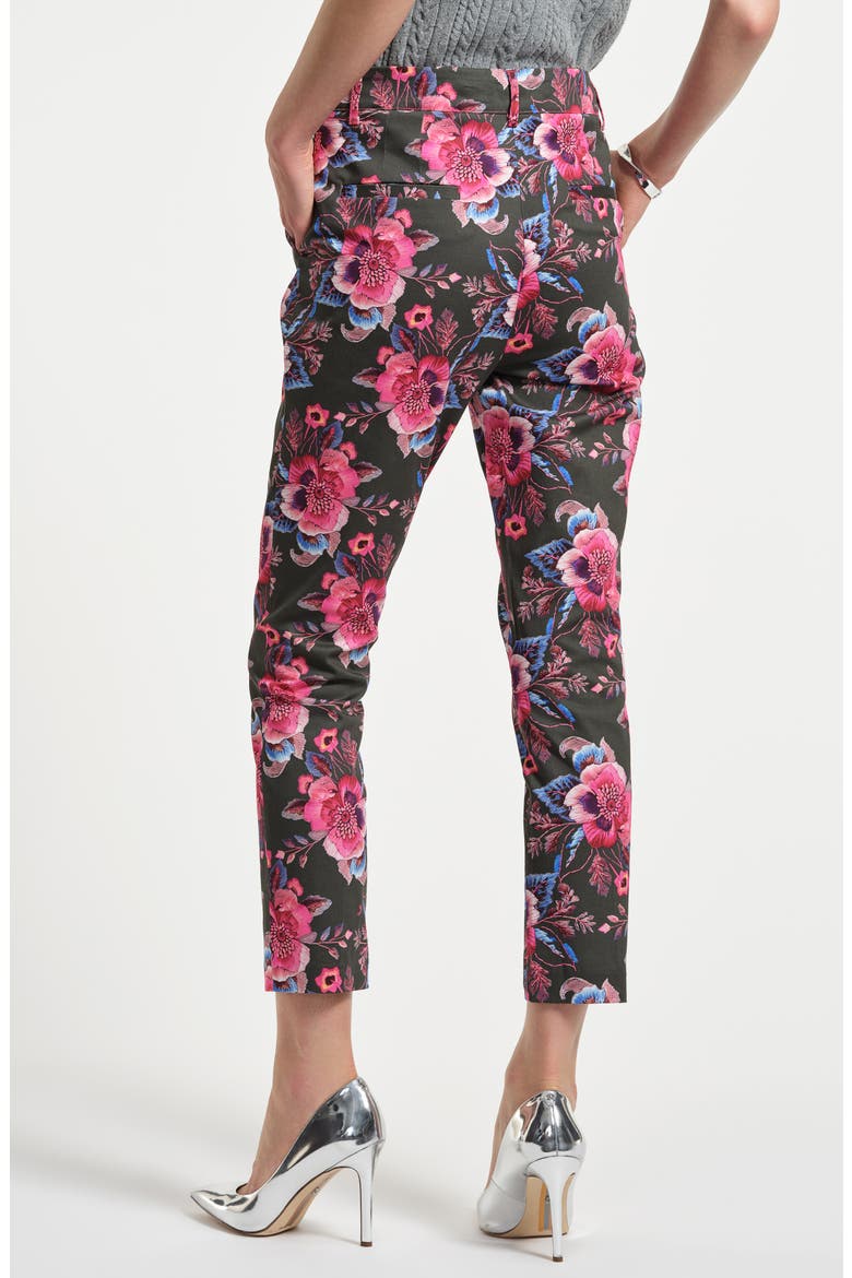 Slim Fit Sateen Ankle Pants, Alternate, color, TROMPE LOEIL FLORAL