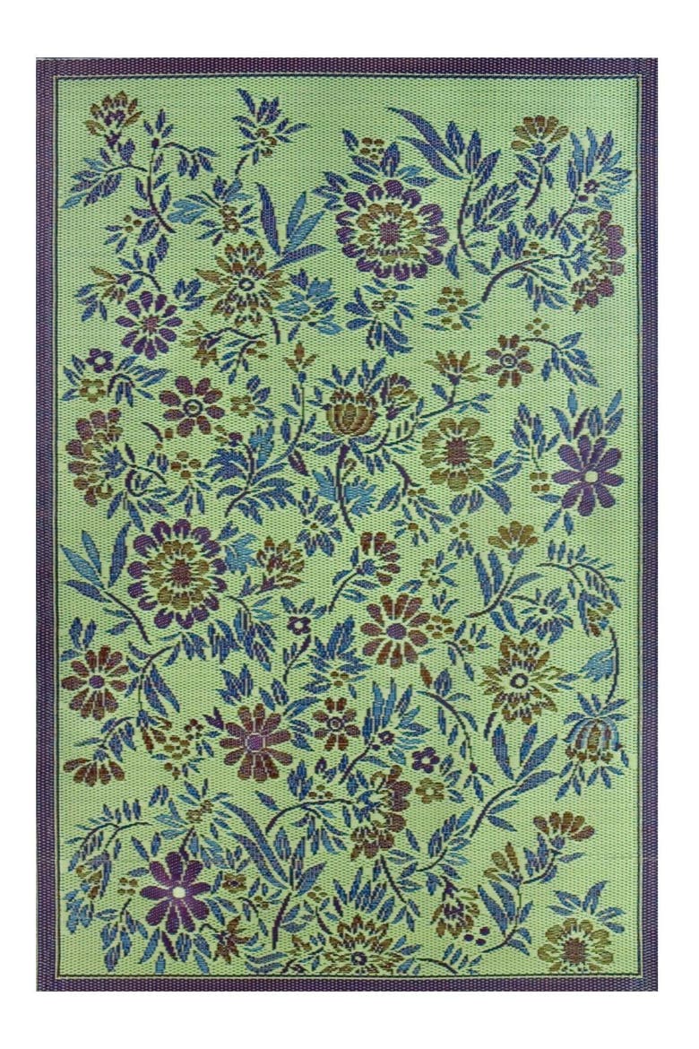 Wildflowers Eggplant Rug, Main, color, green and blue