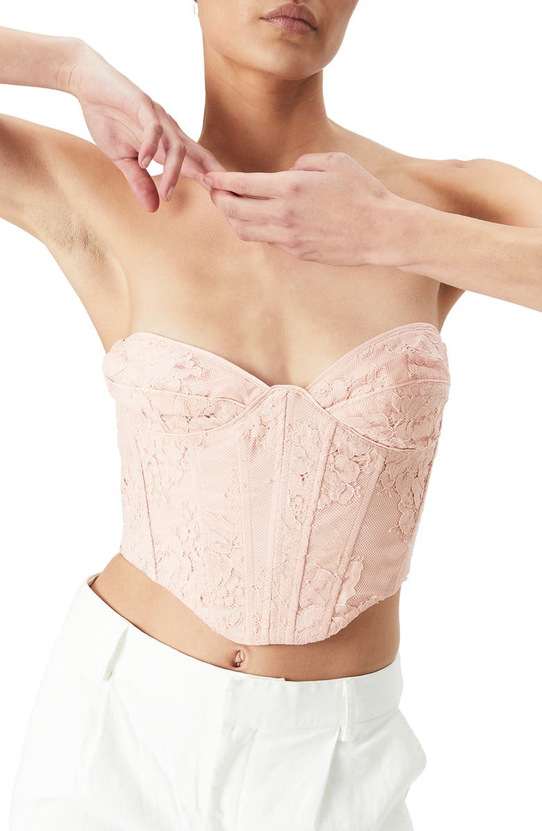 Bardot Ellie Floral Lace Corset Top, Alternate, color, 