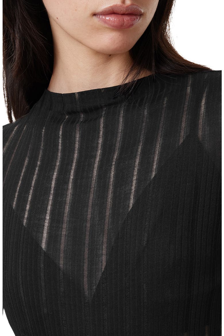 Aki Sheer Stripe Long Sleeve T-Shirt, Alternate, color, BLACK
