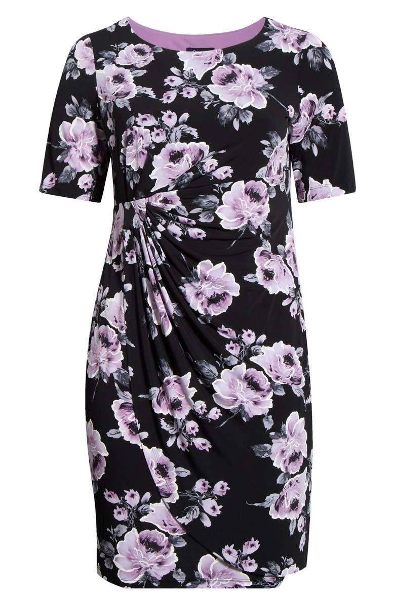 Connected Apparel Mock Wrap Dress, Alternate, color, Lilac