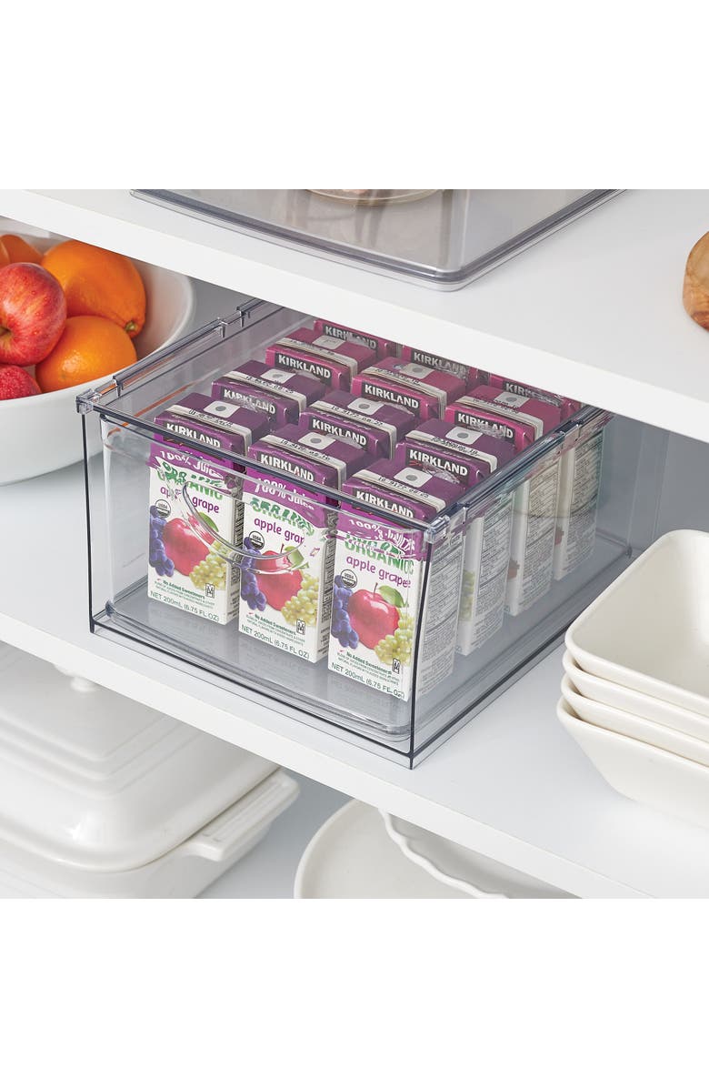 mDesign Stackable Storage Drawer for Pantry, Set of 2, Clear, Made in USA, Alternate, color, Clear