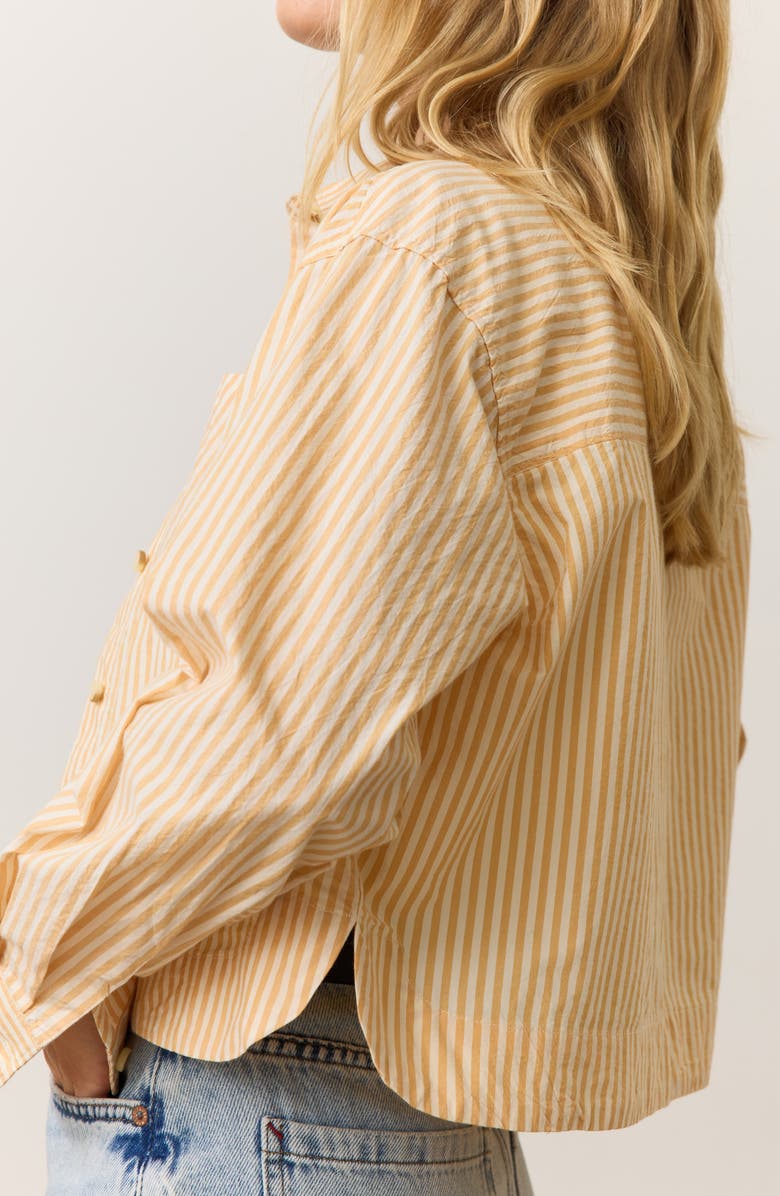 Marine Layer Stripe Boxy Crop Shirt, Alternate, color, Gold Stripe