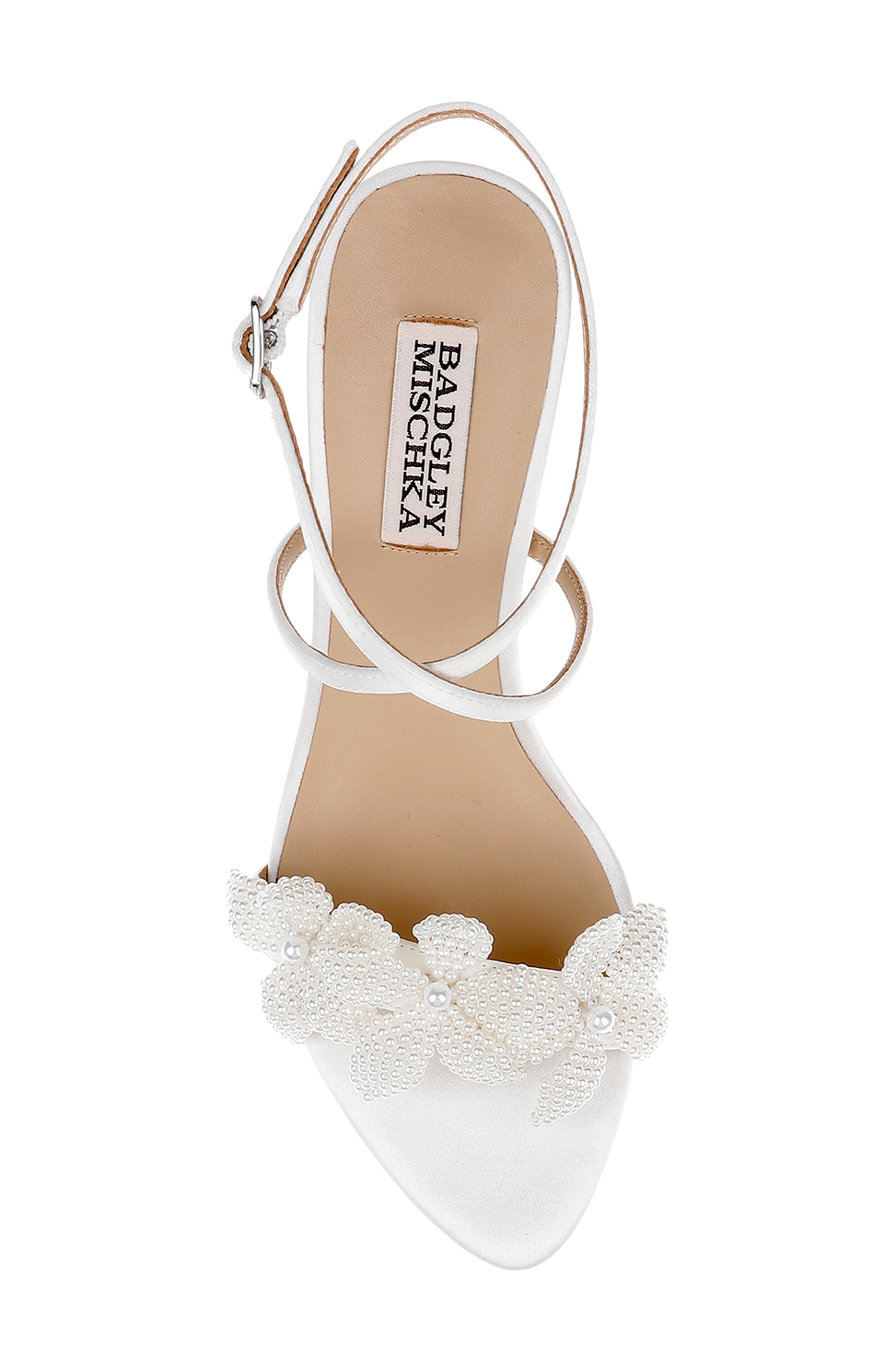 Badgley Mischka Collection Whitney Ankle Strap Pointed Toe Sandal, Alternate, color, White Satin