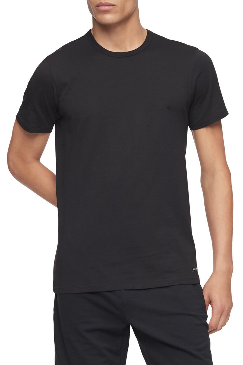 3-Pack Slim Fit Cotton Crewneck T-Shirt, Alternate, color, BLACK
