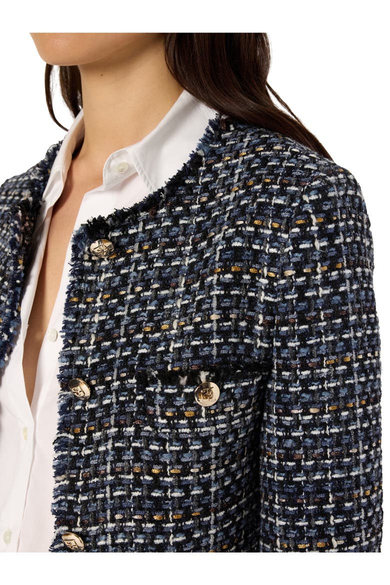 Naya Cropped Tweed Bouclé Jacket, Alternate, color, Indigo