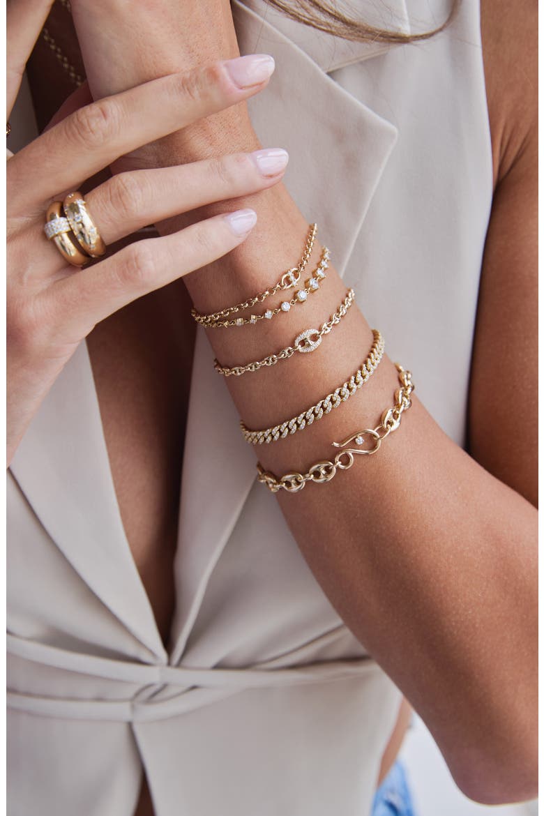 Diamond Link Rolo Chain Bracelet, Alternate, color, 14K YELLOW GOLD