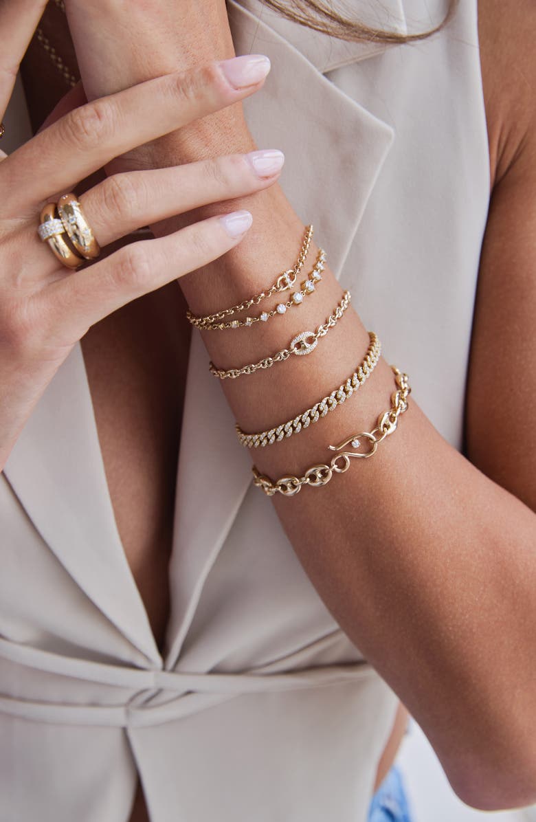 Zoë Chicco Diamond Link Rolo Chain Bracelet, Alternate, color, 14K Yellow Gold