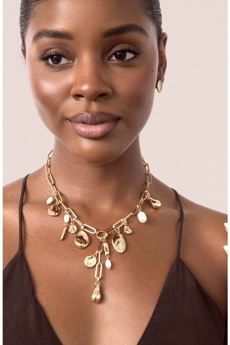 Liquid Metal Charm Y-Necklace, Alternate, color, GOLD