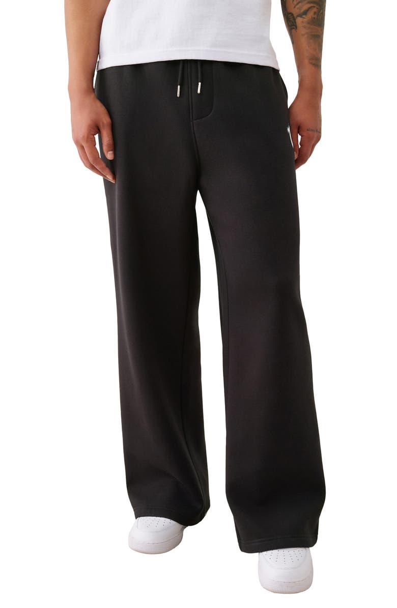 True Religion Mesh Horseshoe Sweatpants, Main, color, Jet Black