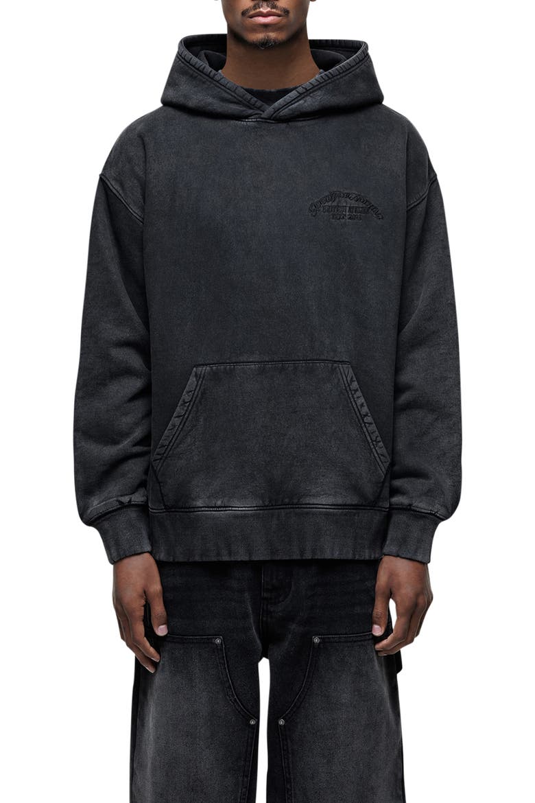 Vintage Washed Relaxed Hoodie, Main, color, BLACK