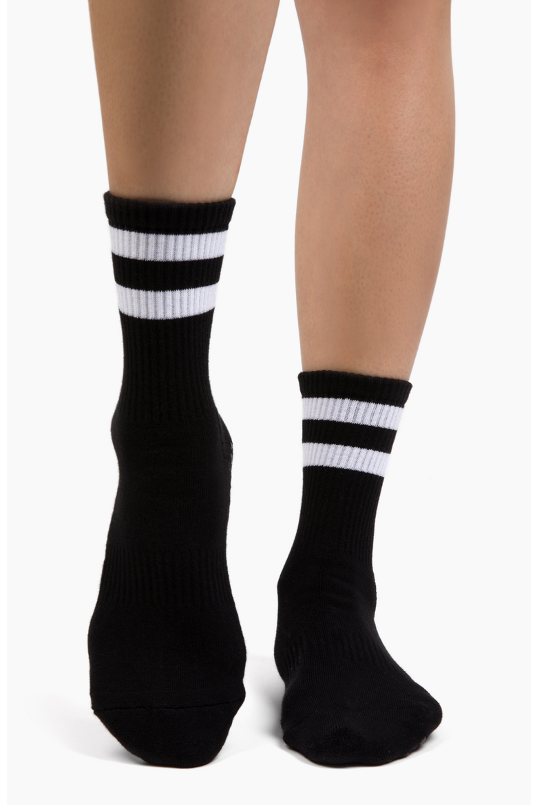 Antimicrobial Grip Sock- Black Crew with Black Grip - 4 Pack, Alternate, color, Black