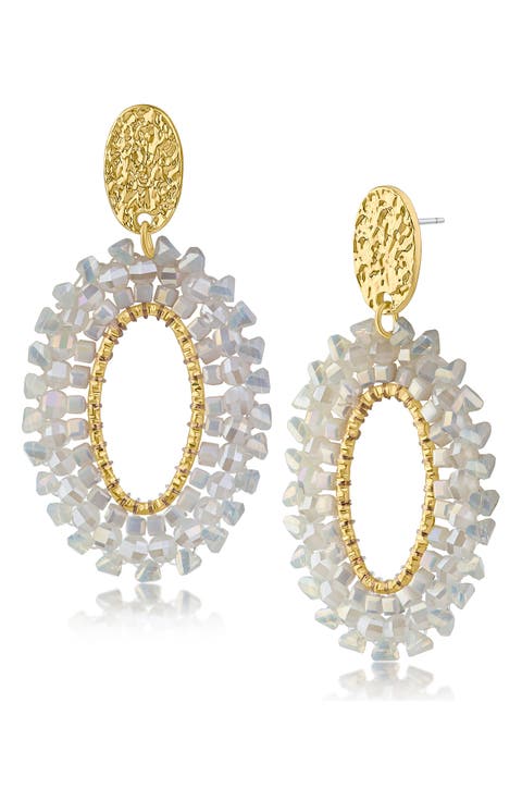 Crystal Bead Open Drop Earrings