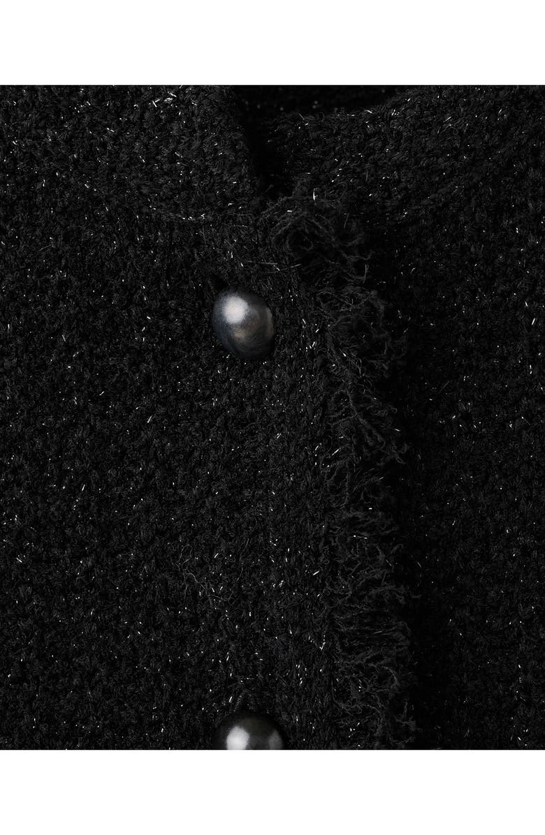 MANGO Frayed Metallic Tweed Cardigan, Alternate, color,