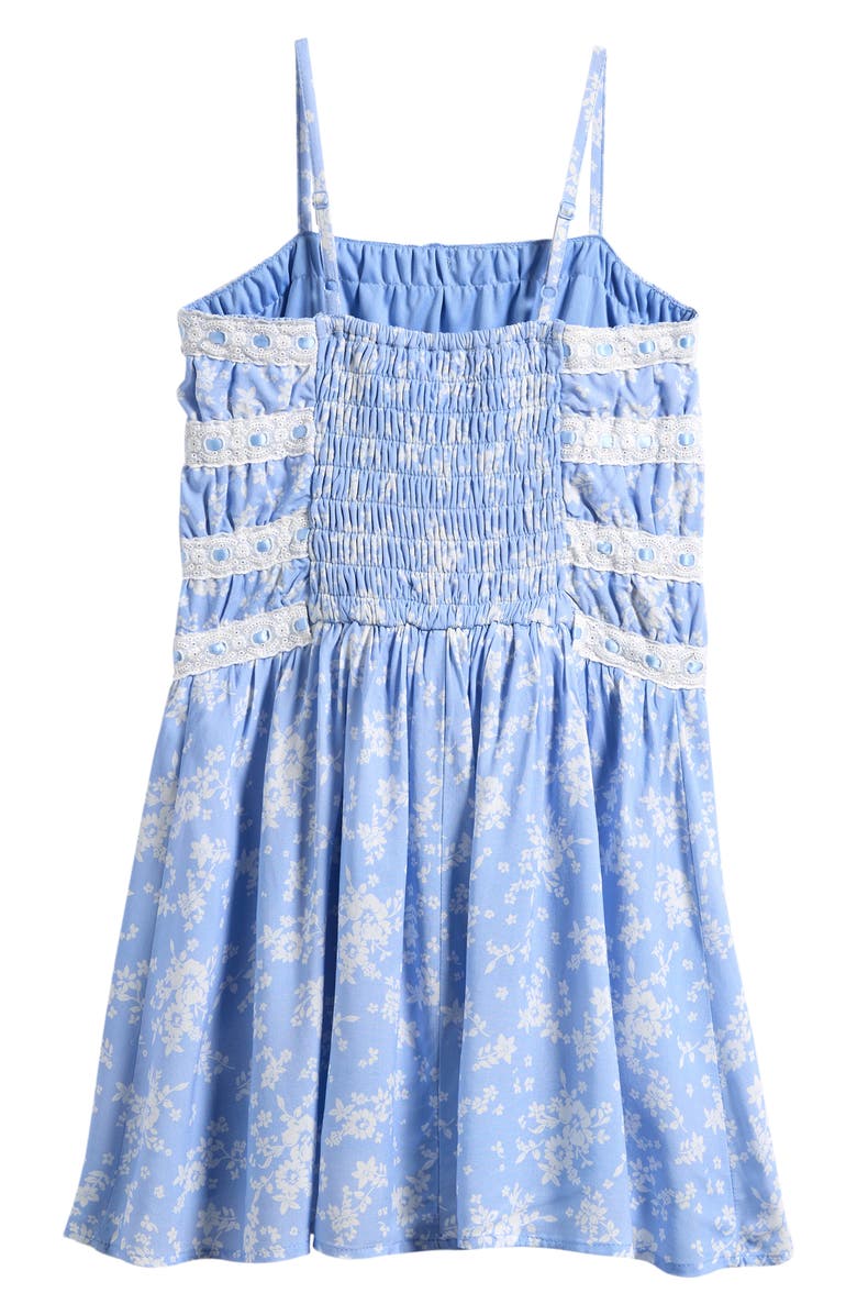 Ava & Yelly Kids' Ditsy Floral Ribbon & Lace Trim Dress, Alternate, color, 