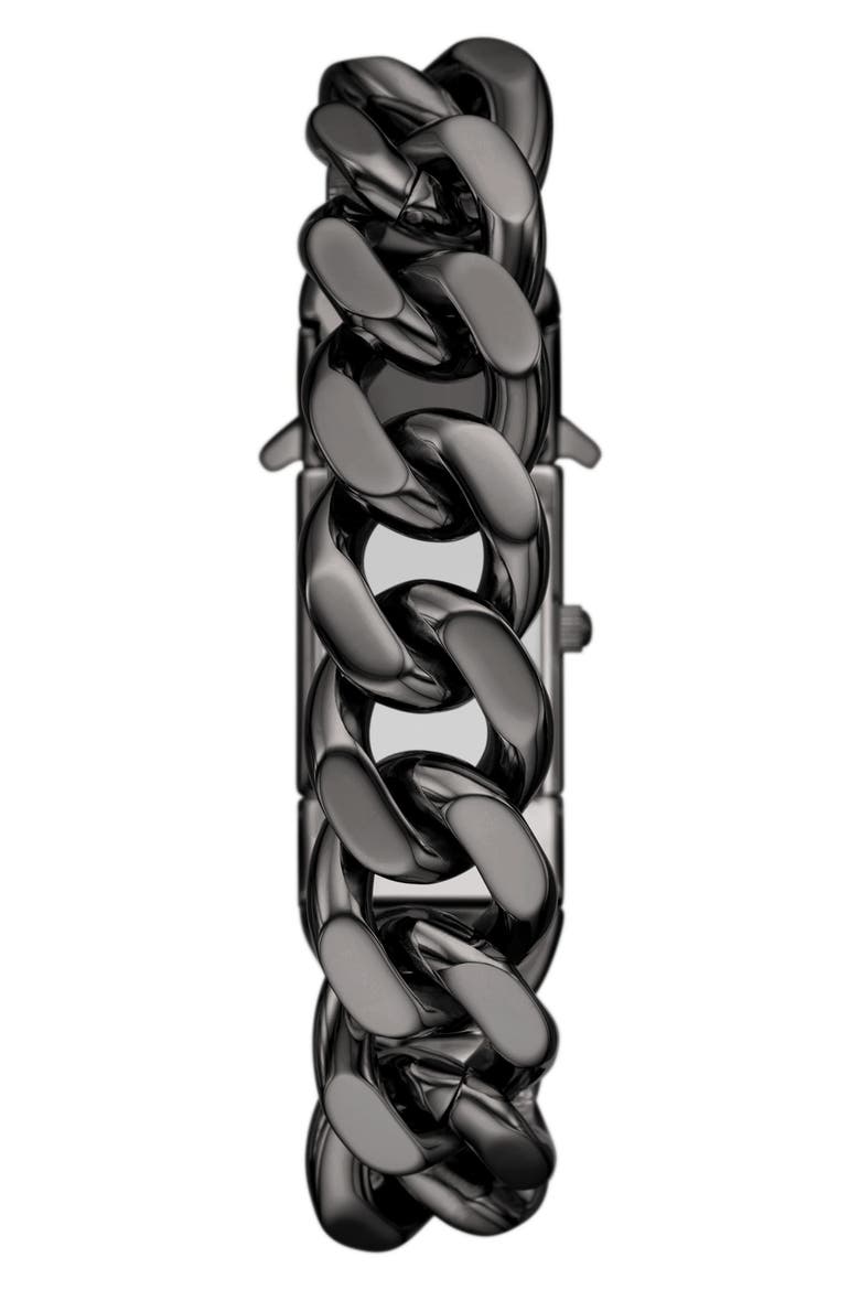 Closer Gunmetal Curb Chain Bracelet Watch, 22mm x 27mm, Alternate, color, GUNMETAL