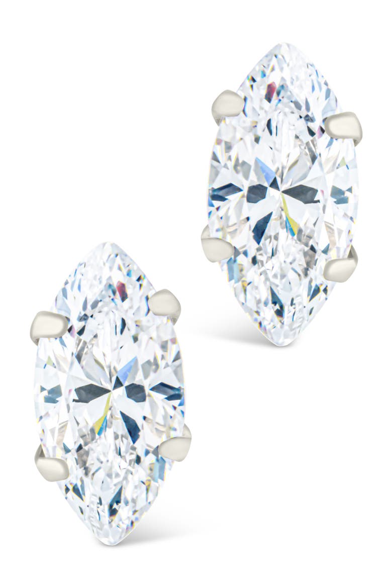 Marquise-Cut Cubic Zirconia Stud Earrings, Alternate, color, SILVER