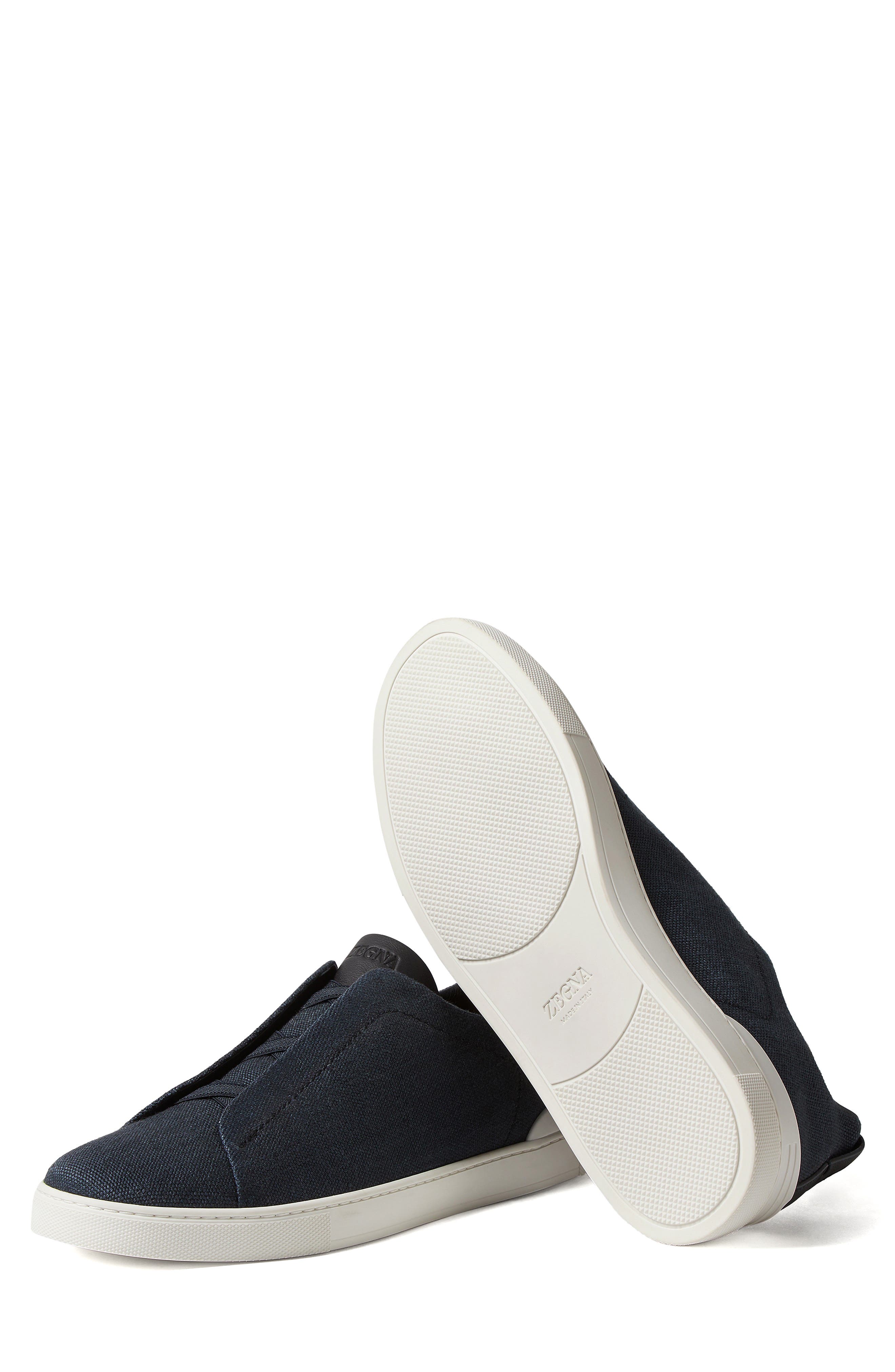 Cotton, Linen & Leather Triple Stitch™ Sneaker, Alternate, color, NAVY BLUE