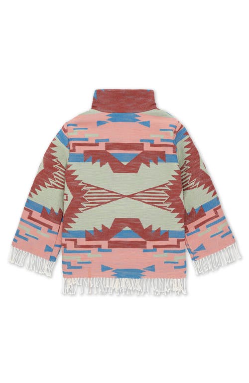 Fortela Feather Navajo Cotton Cape In Pink