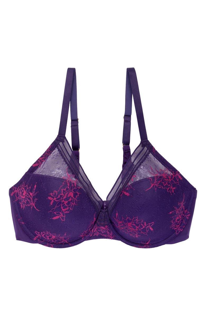 Natori Love Lace Back Smoothing Plunge T-Shirt Bra, Alternate, color, Vivid Grape/ Sakura