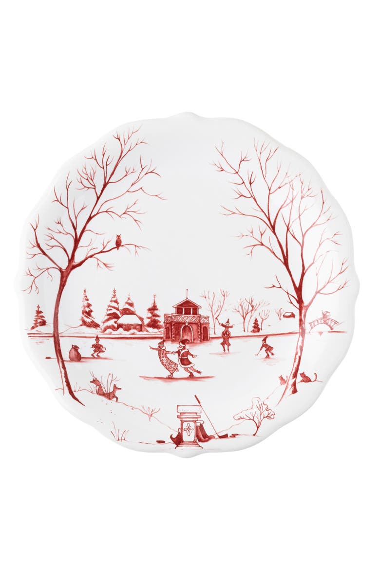 Country Estate Winter Frolic Set of 4 Party Plates, Alternate, color, RUBY