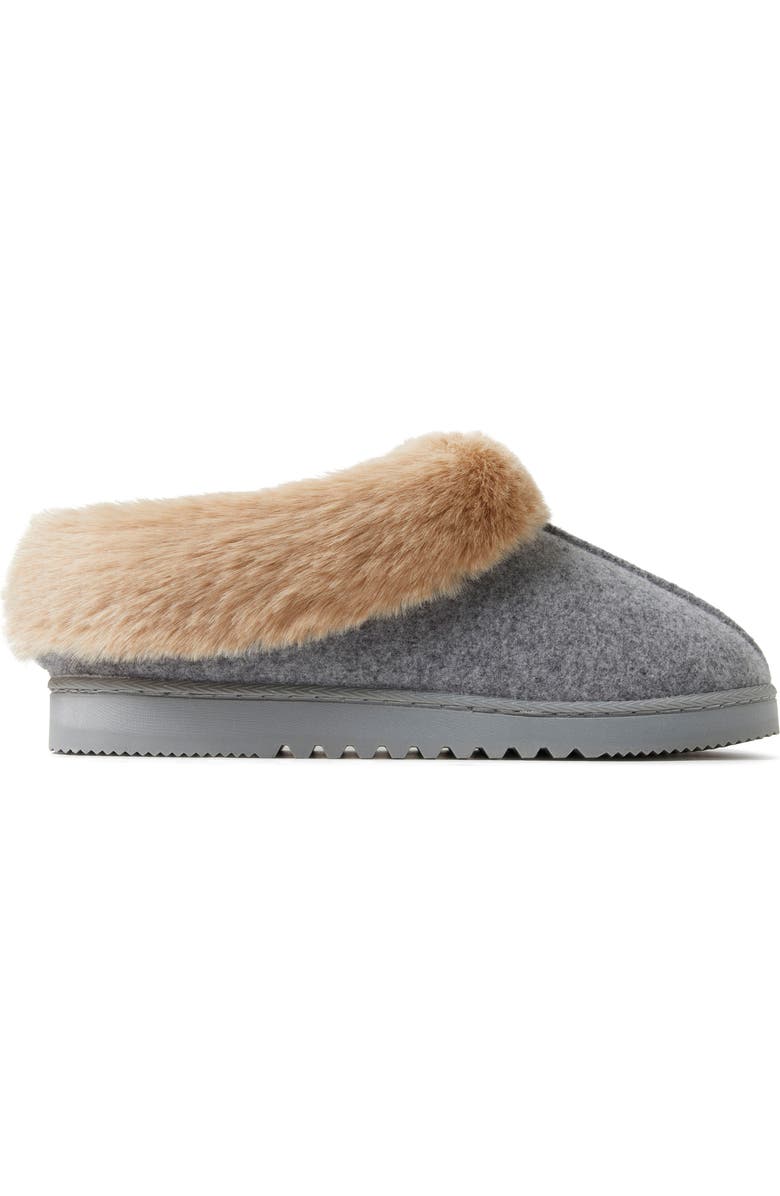 DEARFOAMS Chloe Faux Fur Trim Clog Slipper, Alternate, color,