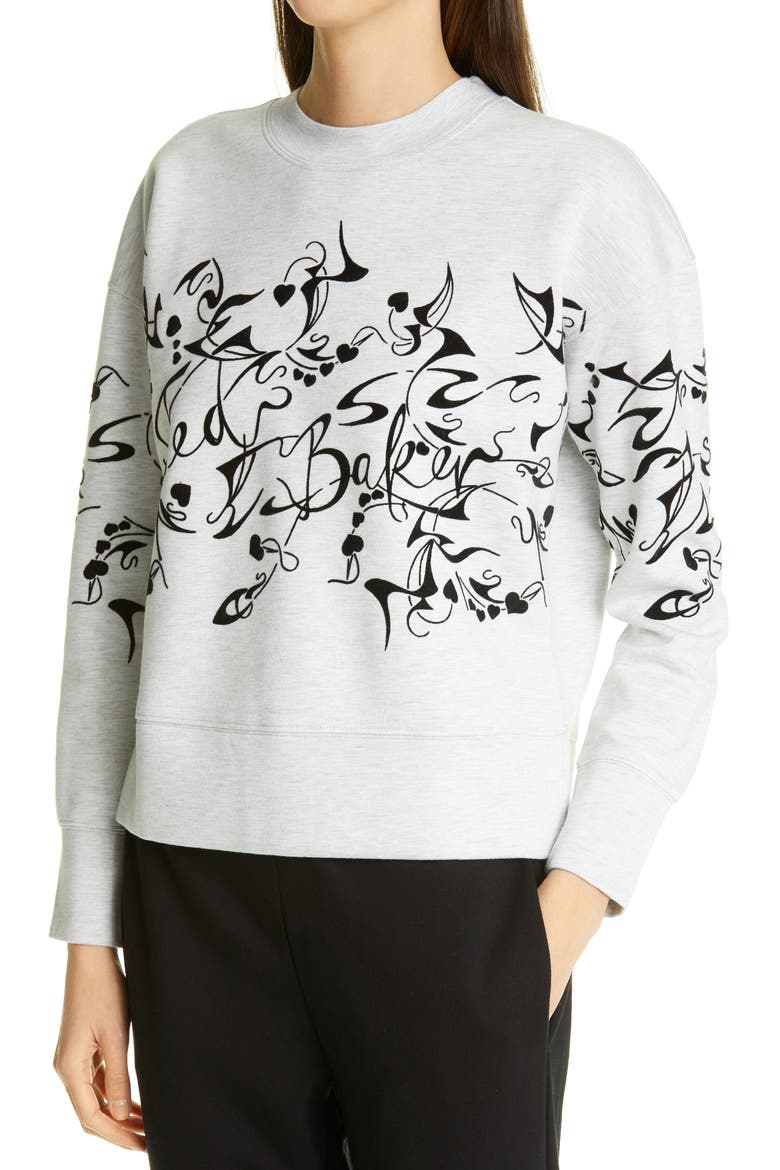 Lyhndi Bergamot Flocked Sweatshirt, Alternate, color, CREAM