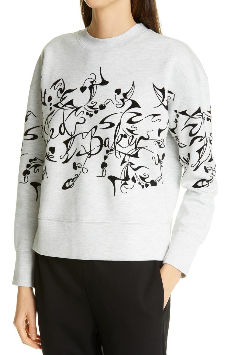 Ted Baker London Lyhndi Bergamot Flocked Sweatshirt, Alternate, color,