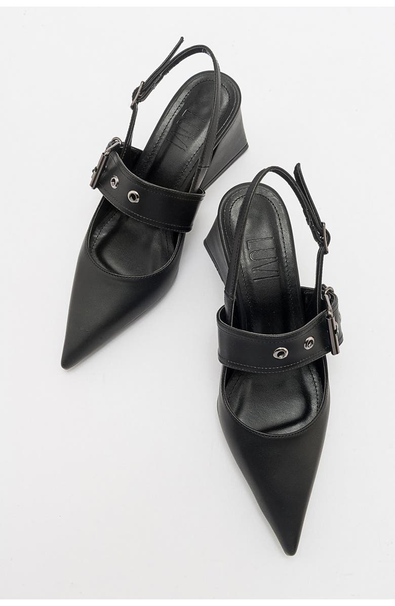 Prologue Shoes Nepido Pointed Toe Block Heel Pump, Alternate, color, Black