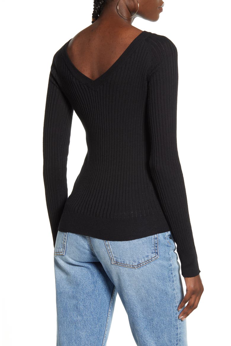 Ruched Drawstring Sweater, Alternate, color, BLACK