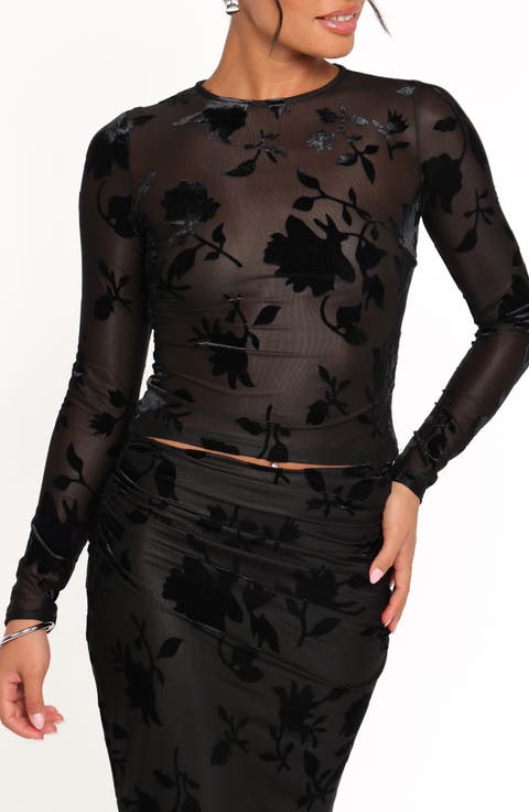 Elani Velvet Burnout Long Sleeve Shirt