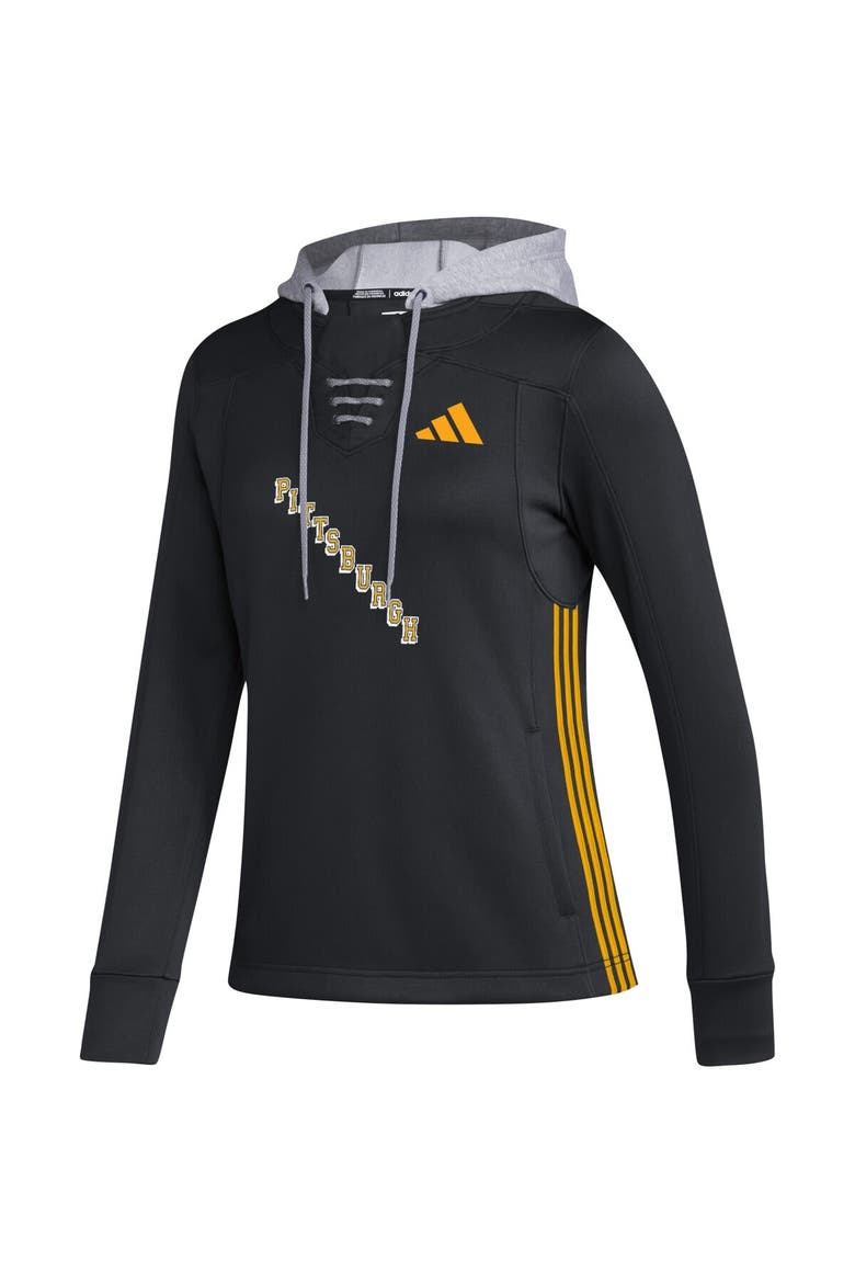 Women's adidas Black Pittsburgh Penguins Refresh Skate Lace AEROREADY Pullover Hoodie, Alternate, color, Black