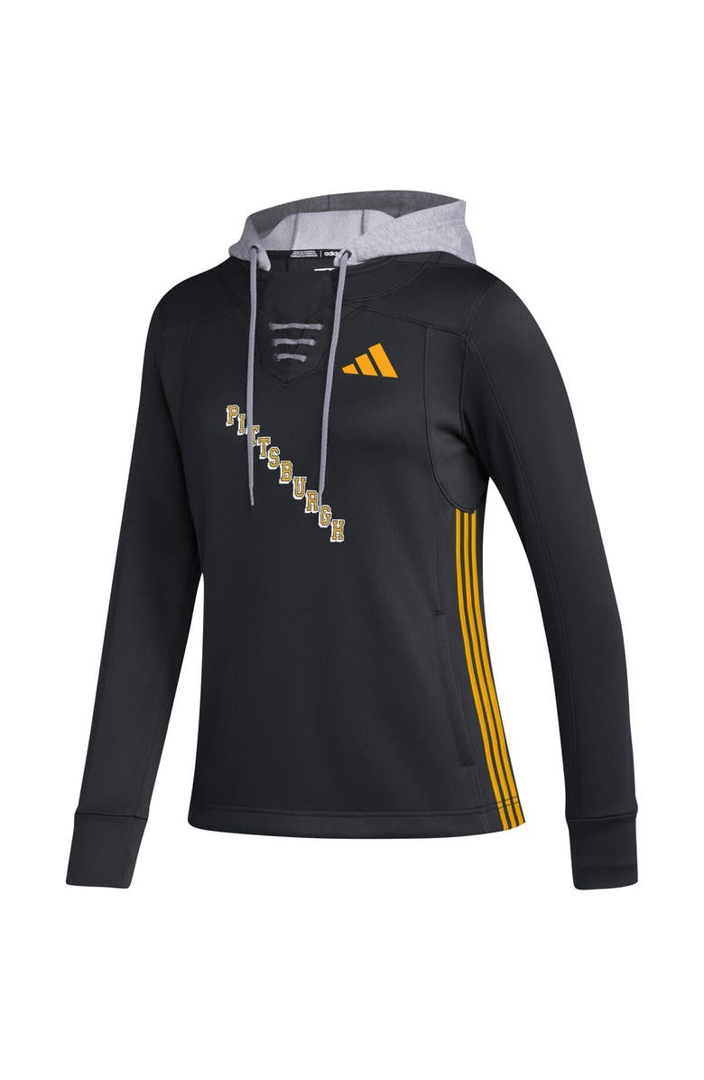 adidas Women's adidas Black Pittsburgh Penguins Refresh Skate Lace AEROREADY Pullover Hoodie, Alternate, color, Black
