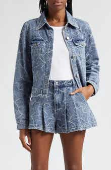 Ramy Brook Hoff Embroidered Floral Denim Trucker Jacket