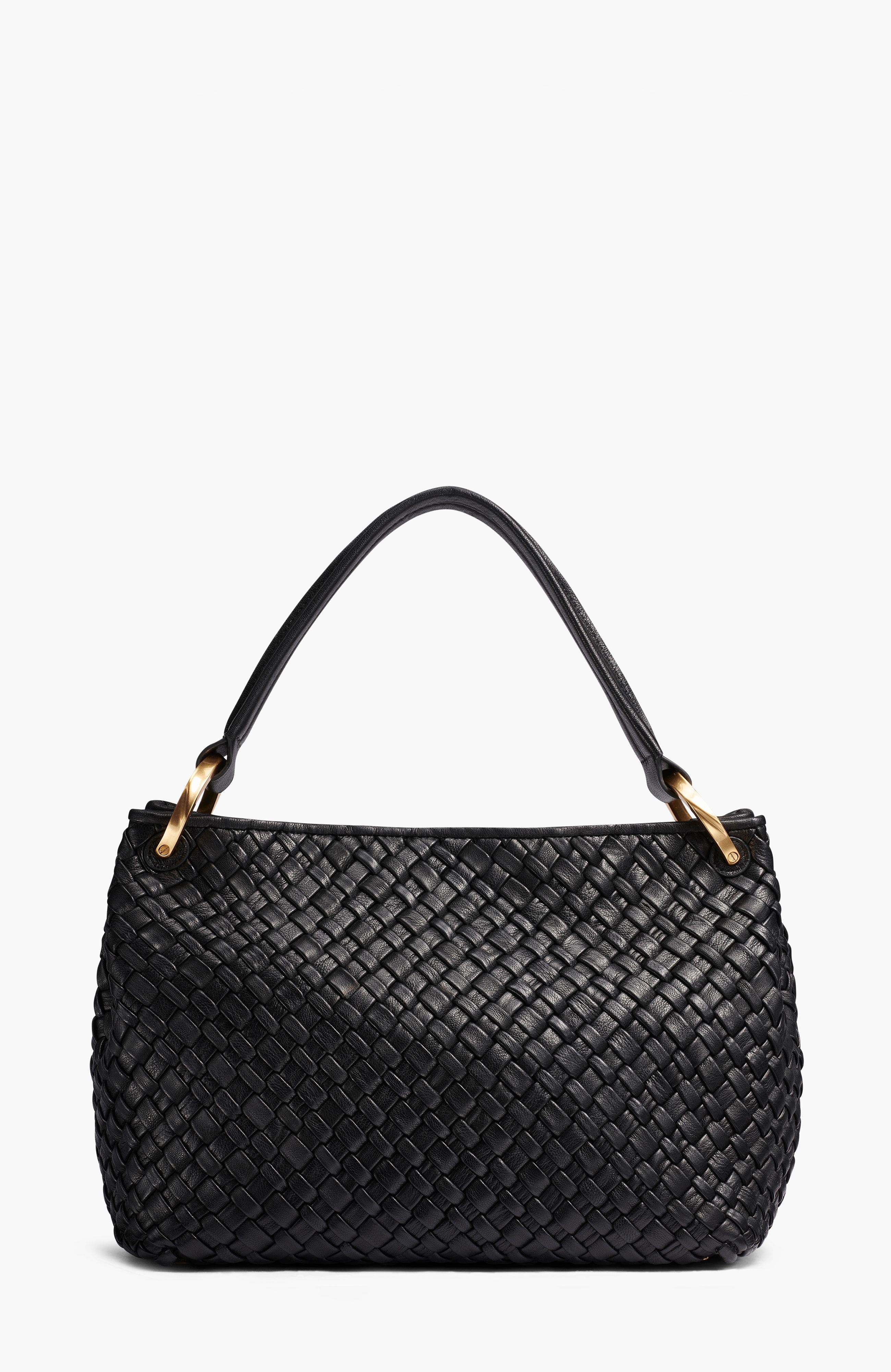 Donna Karan New York Glenwood Woven Shoulder Bag, Alternate, color, Black/Gold
