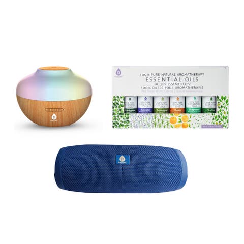 Ultrasonic Diffuser, 360° Speaker, & Essential Oils Set