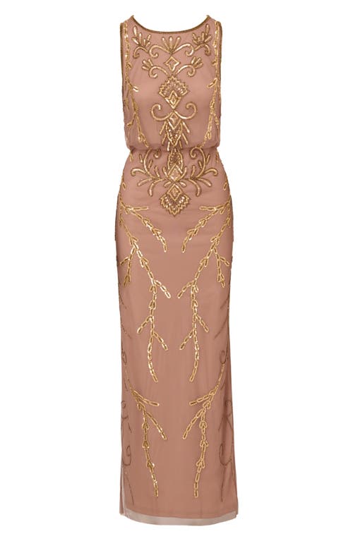 ADRIANNA PAPELL ADRIANNA PAPELL BEADED BLOUSON EVENING GOWN