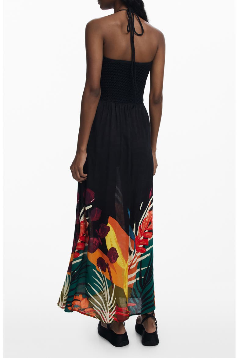 Beaded Mixed Media Maxi Cover-Up Sundress, Alternate, color, BLACK