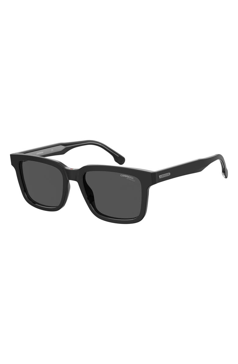 Carrera Eyewear 53mm Chunky Rectangle Sunglasses, Alternate, color, Black