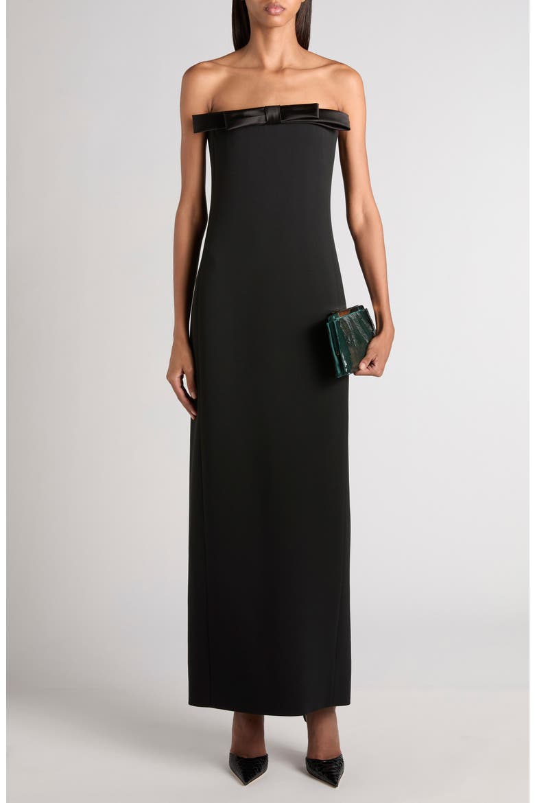 Strapless Crepe Cocktail Dress, Alternate, color, BLACK