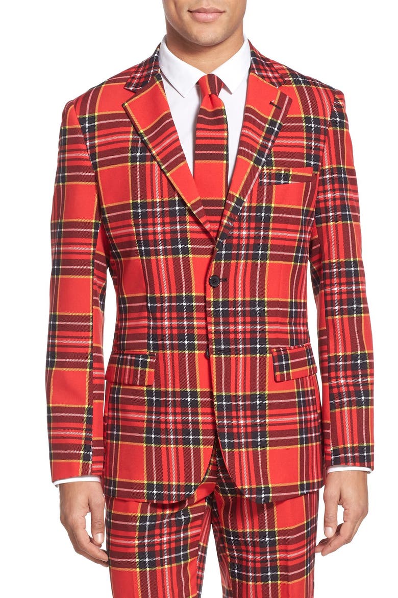 'Lumberjack' Holiday Suit & Tie, Alternate, color, RED