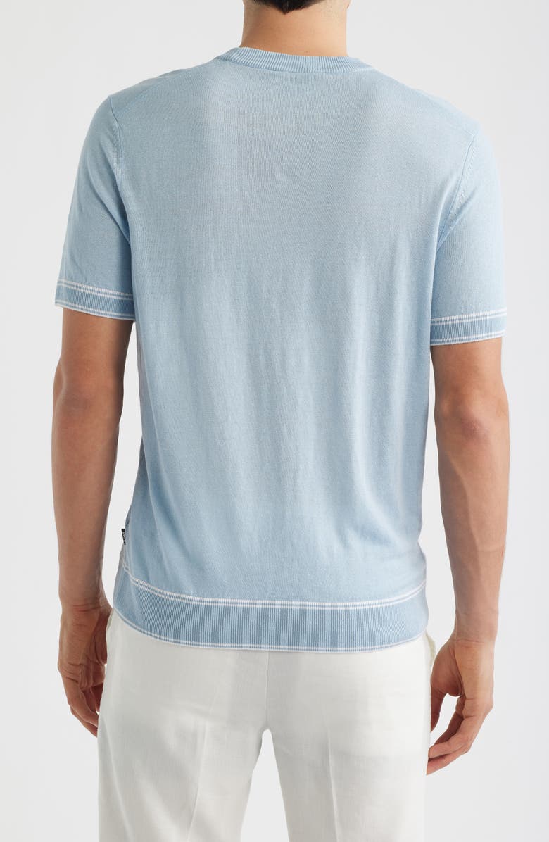 BOSS Norberto Linen Blend Short Sleeve Sweater, Alternate, color, Light/ Pastel Blue