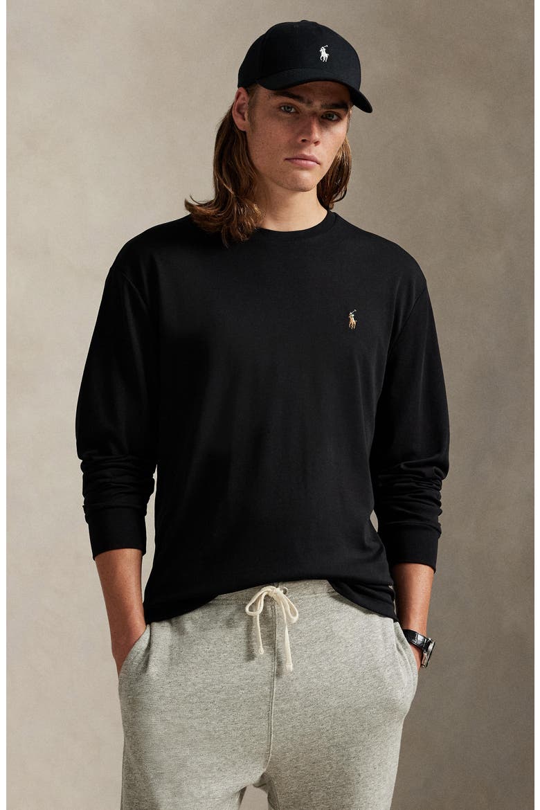 Classic Fit Long Sleeve Cotton T-Shirt, Alternate, color, POLO BLACK