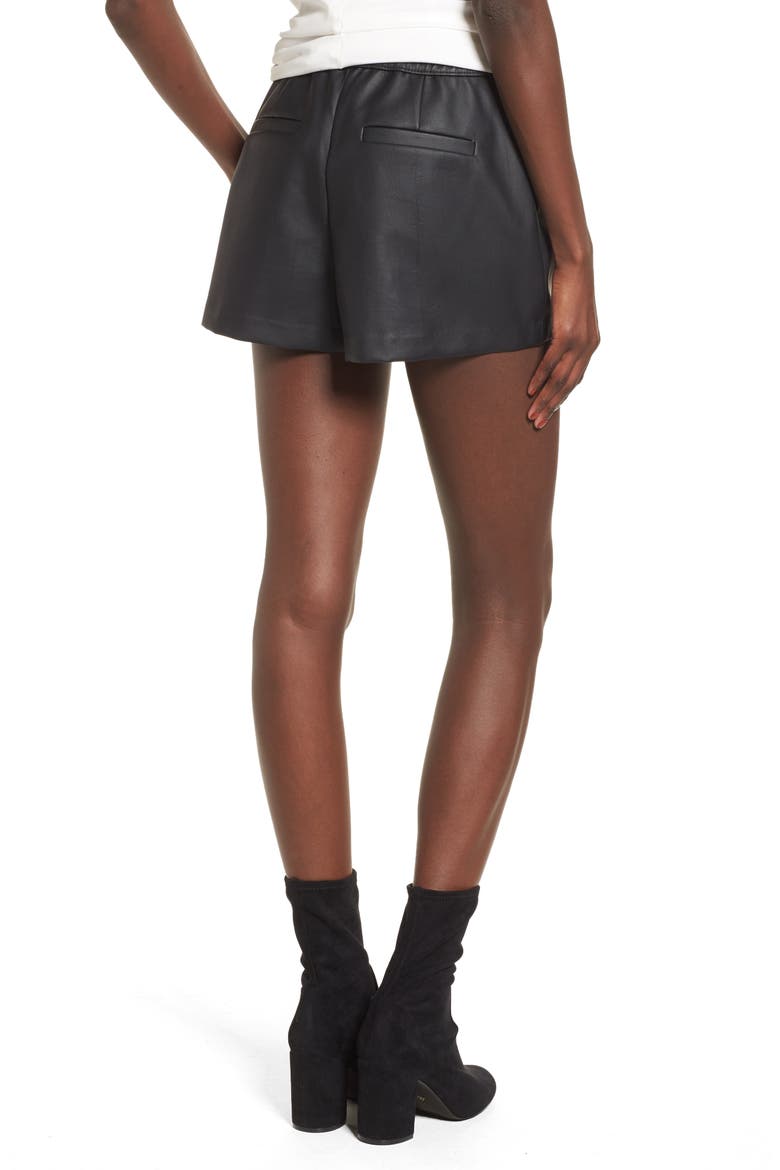 High Waist Faux Leather Shorts, Alternate, color, BLACK