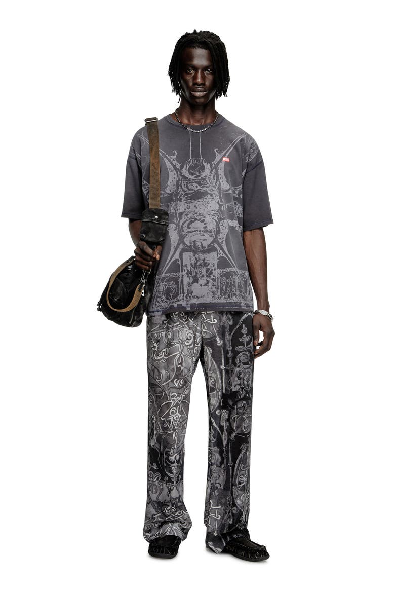 T-Boxt-T13 Bleach Print T-Shirt, Alternate, color, BLACK