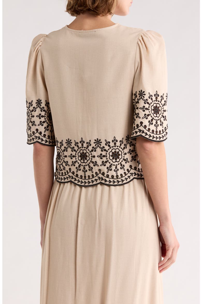 Eyelet Embroidered Tie Top, Alternate, color, LINEN