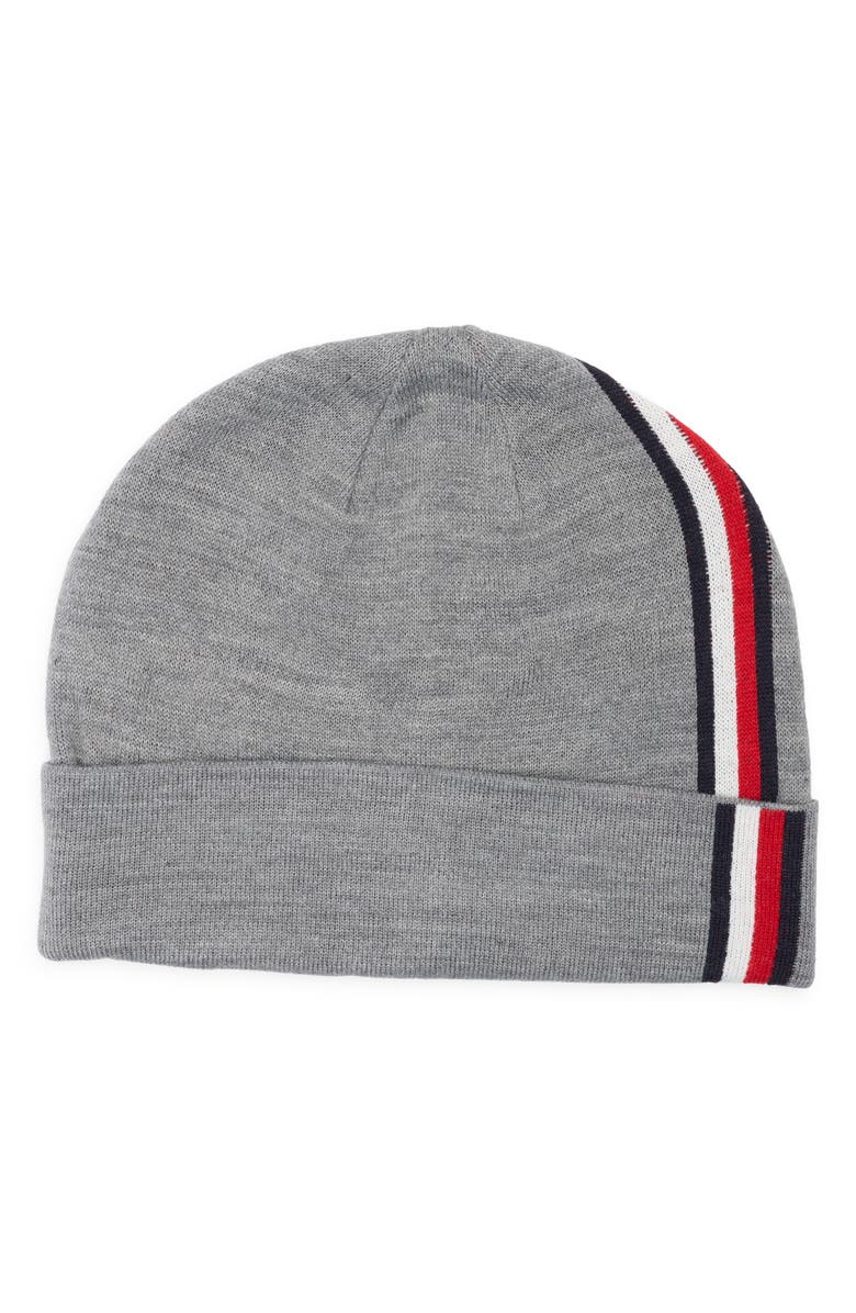 Tommy Hilfiger Vertical Stripe Cuffed Beanie, Main, color, Medium Grey Heathe